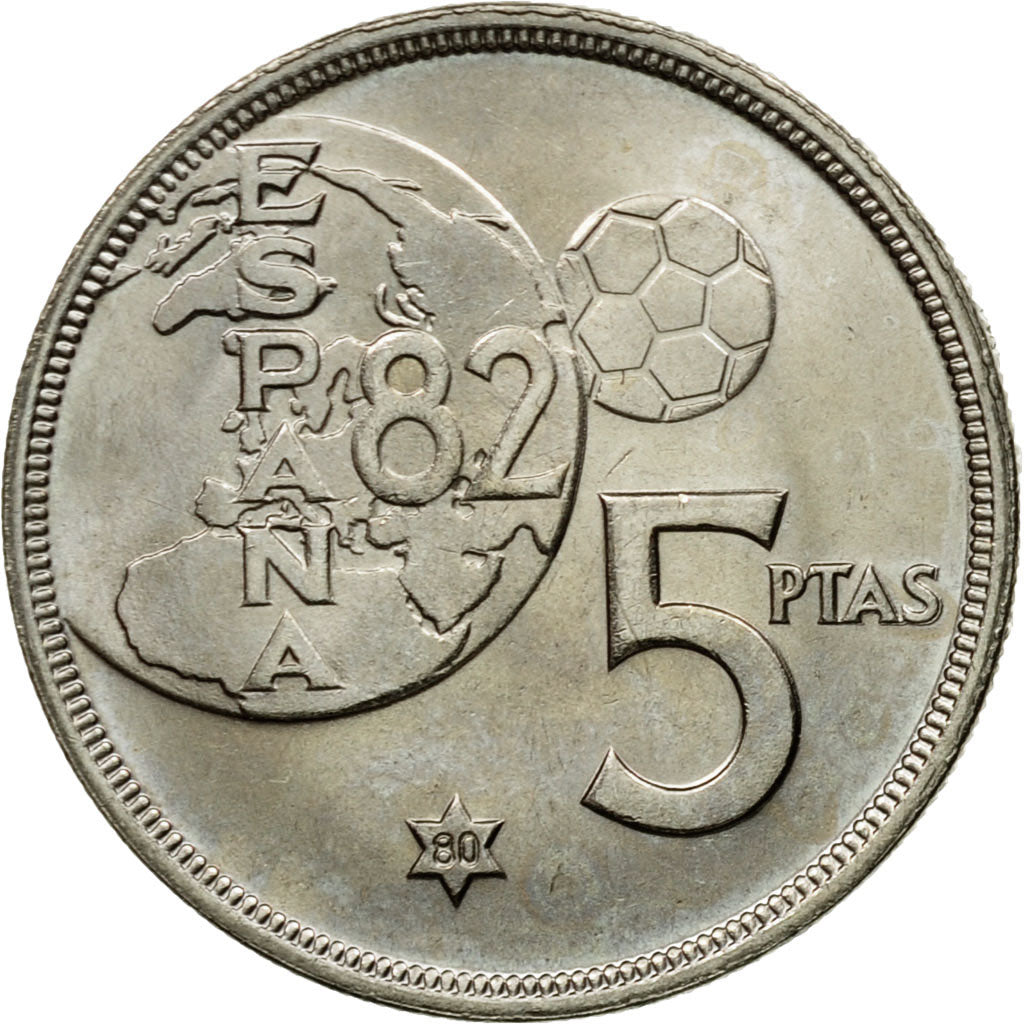 Coin, Spain, Juan Carlos I, 5 Pesetas, 1980, MS(63), Copper-nickel, KM:817