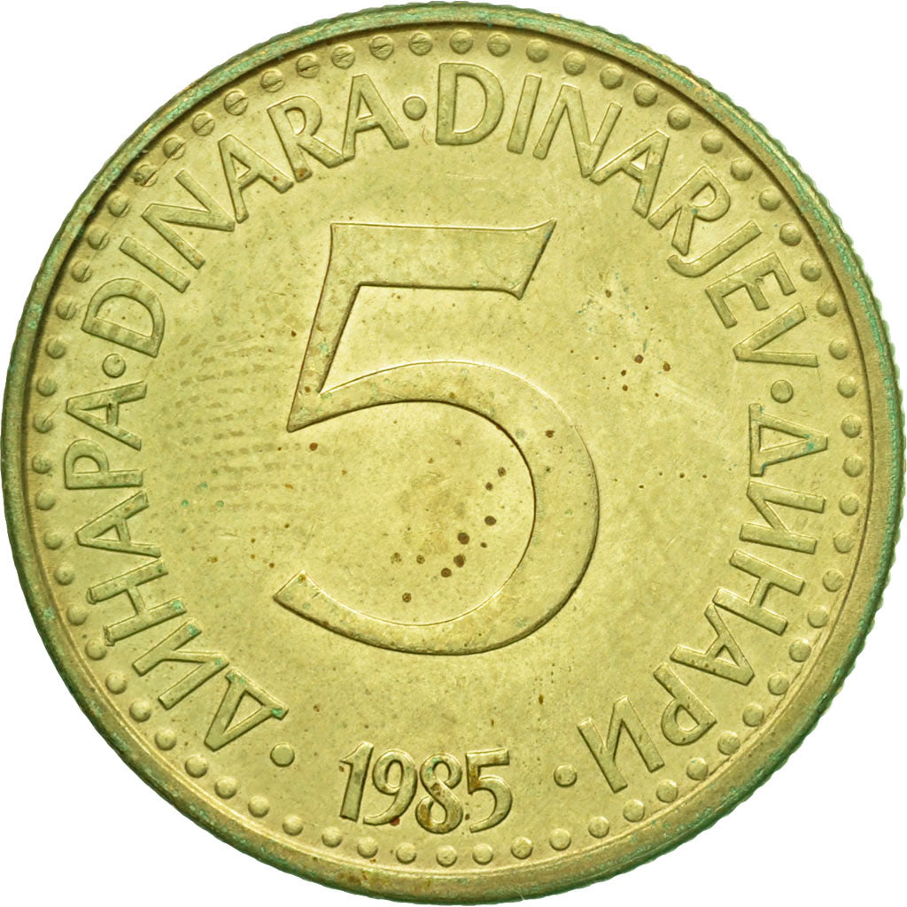 Coin, Yugoslavia, 5 Dinara, 1985, EF(40-45), Nickel-brass, KM:88