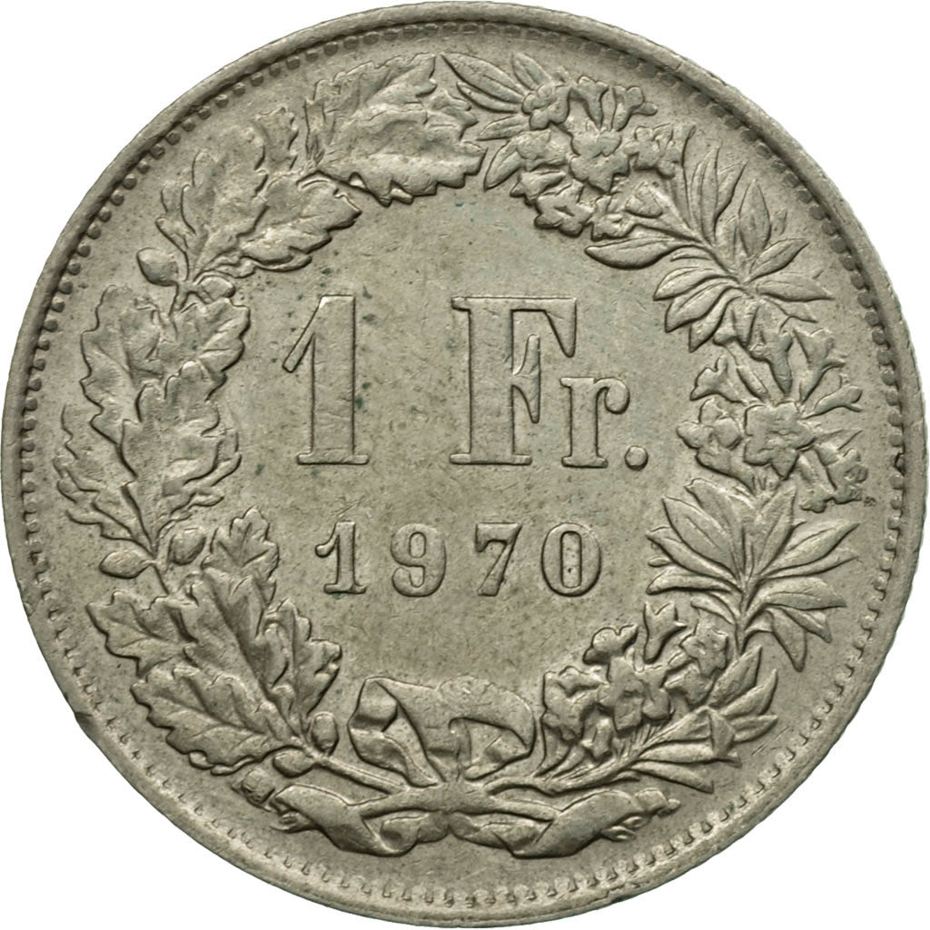 Coin, Switzerland, Franc, 1970, Bern, AU(50-53), Copper-nickel, KM:24a.1
