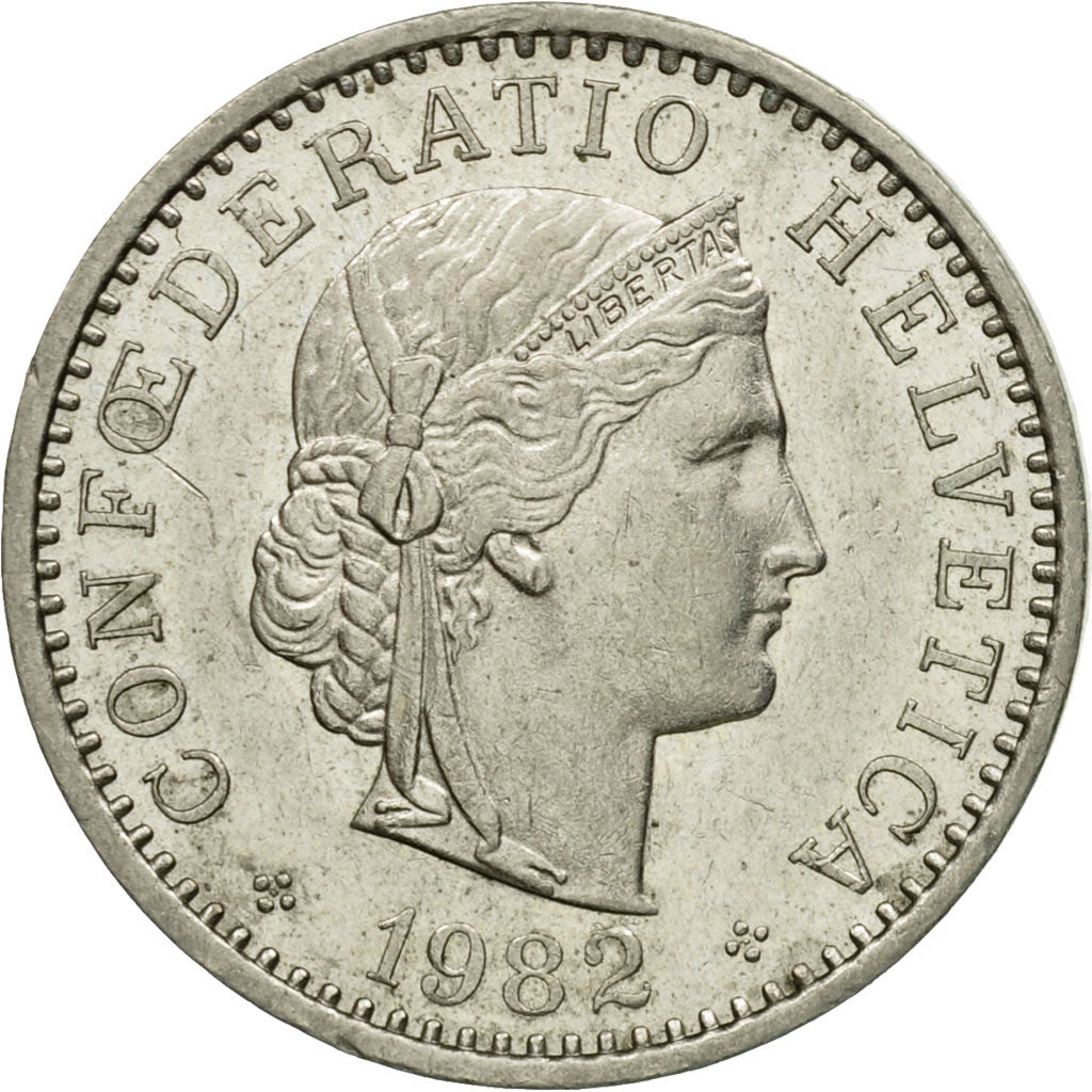 Coin, Switzerland, 20 Rappen, 1982, Bern, AU(55-58), Copper-nickel, KM:29a