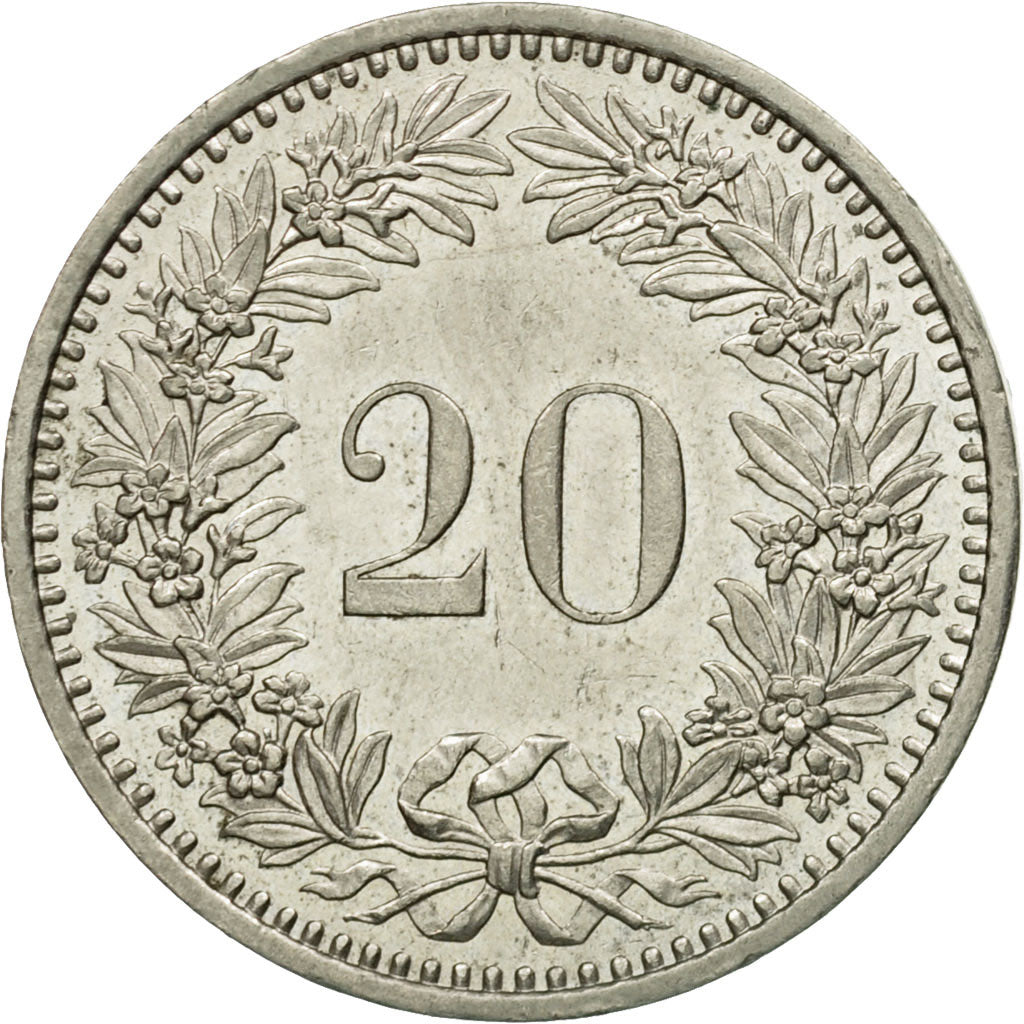 Coin, Switzerland, 20 Rappen, 1982, Bern, AU(55-58), Copper-nickel, KM:29a