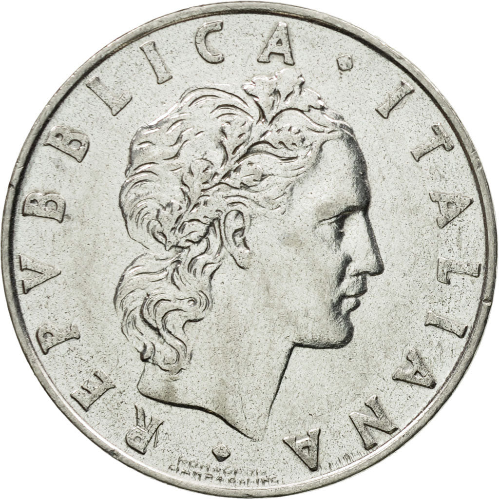 Coin, Italy, 50 Lire, 1975, Rome, EF(40-45), Stainless Steel, KM:95.1
