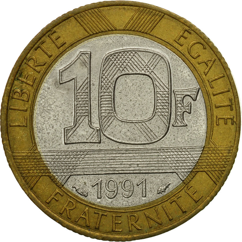 Münze, Frankreich, Génie, 10 Francs, 1991, Paris, SS, Bi-Metallic, KM:964.1