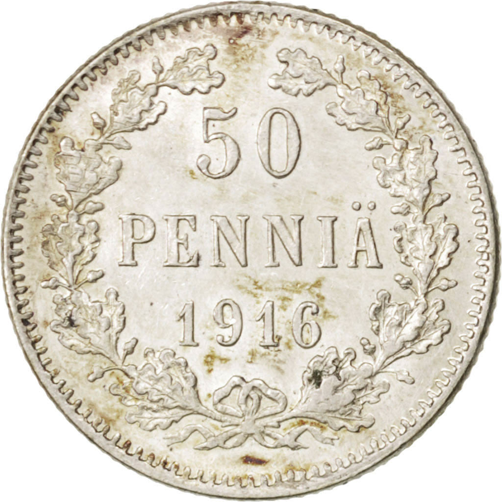 Münze, Finnland, Nicholas II, 50 Penniä, 1916, UNZ, Silber, KM:2.2