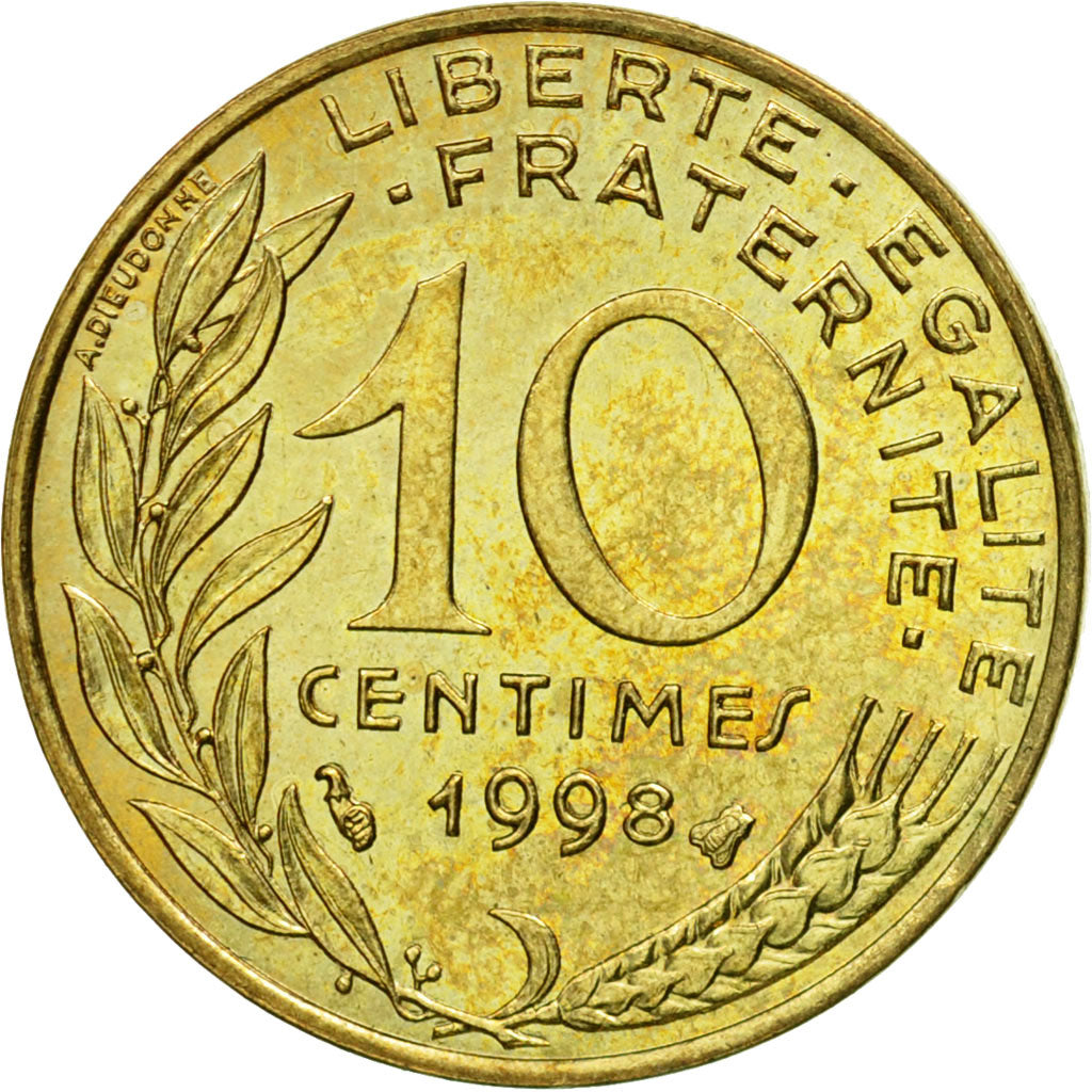 Coin, France, Marianne, 10 Centimes, 1998, Paris, EF(40-45), Aluminum-Bronze