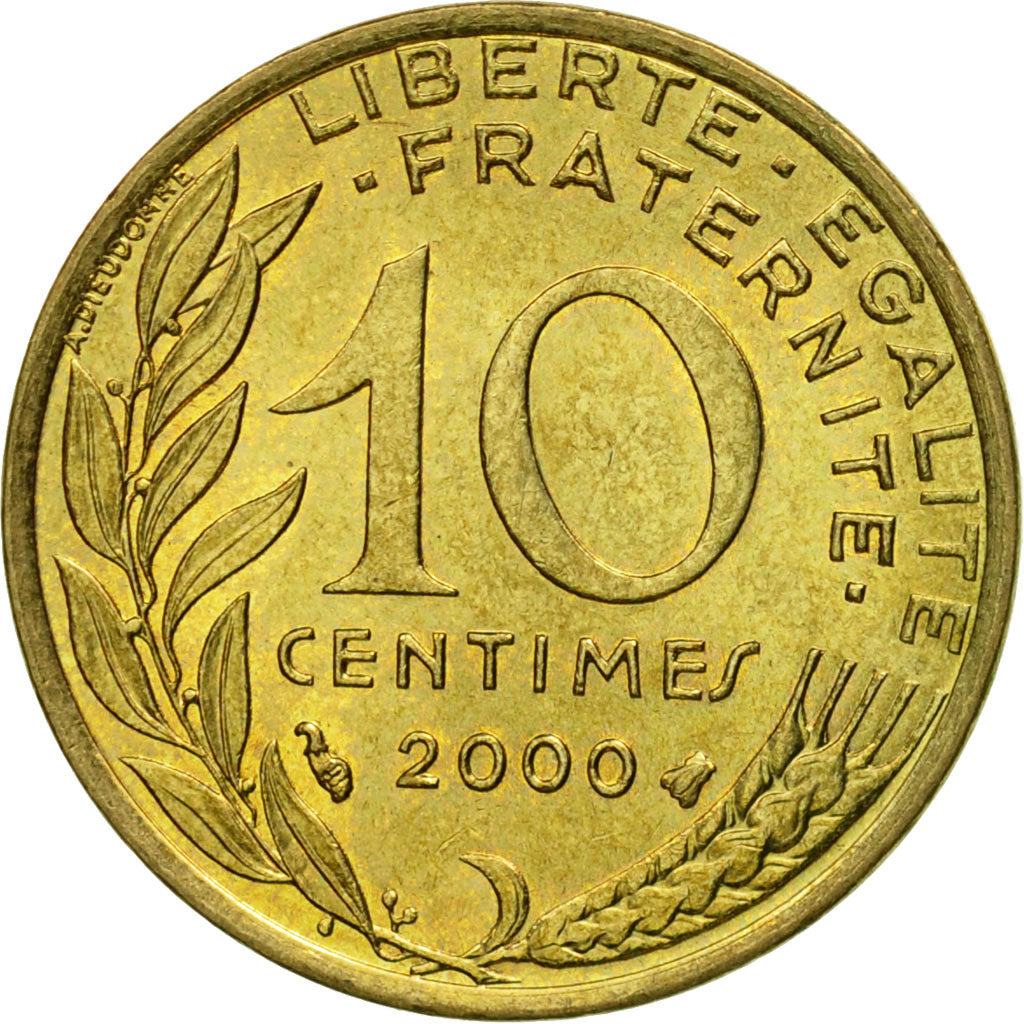 Coin, France, Marianne, 10 Centimes, 2000, Paris, EF(40-45), Aluminum-Bronze