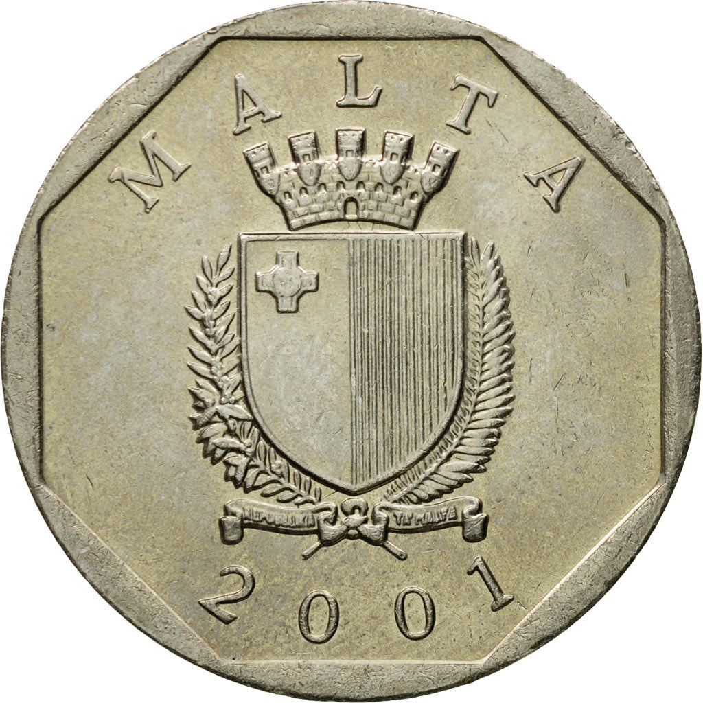 Moneta, Malta, 50 Cents, 2001, British Royal Mint, BB, Rame-nichel, KM:98