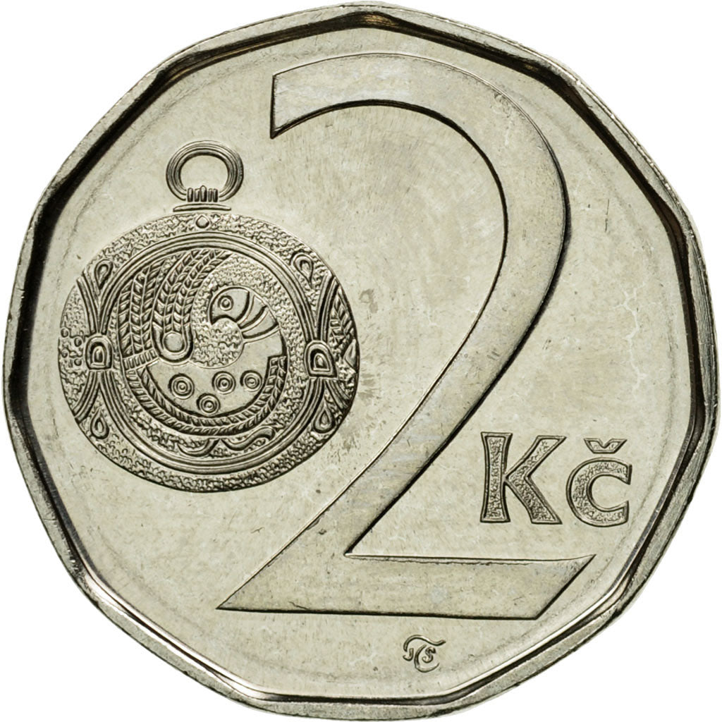 Münze, Tschechische Republik, 2 Koruny, 2002, VZ, Nickel plated steel, KM:9