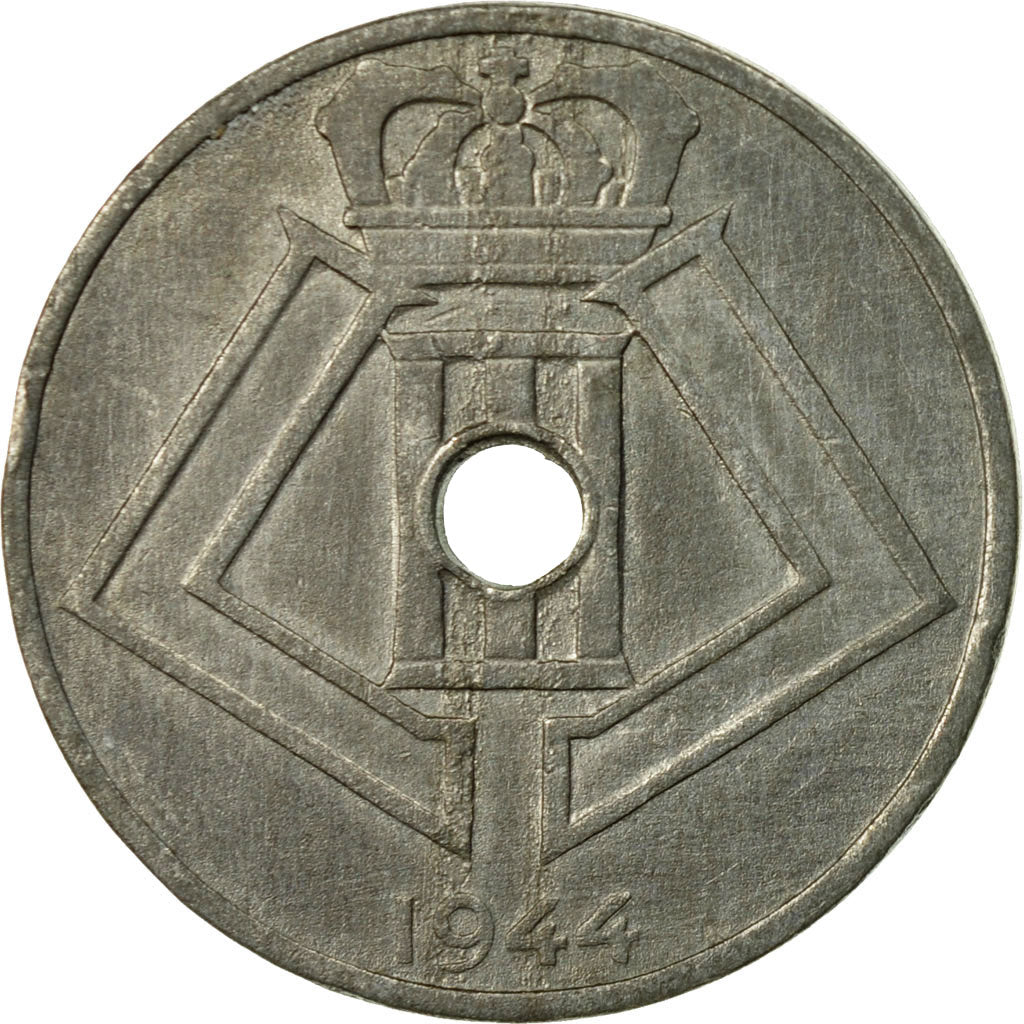 Coin, Belgium, 25 Centimes, 1944, EF(40-45), Zinc, KM:132
