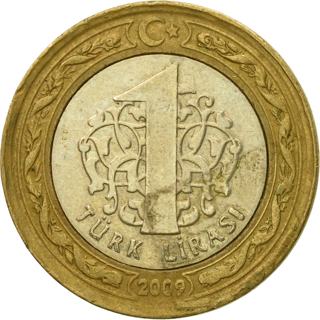 Moneta, Turcja, Lira, 2009, EF(40-45), Bimetaliczny, KM:1244