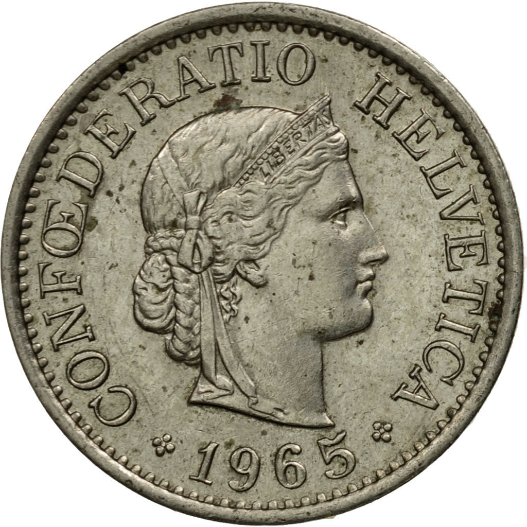 Coin, Switzerland, 10 Rappen, 1965, Bern, AU(55-58), Copper-nickel, KM:27