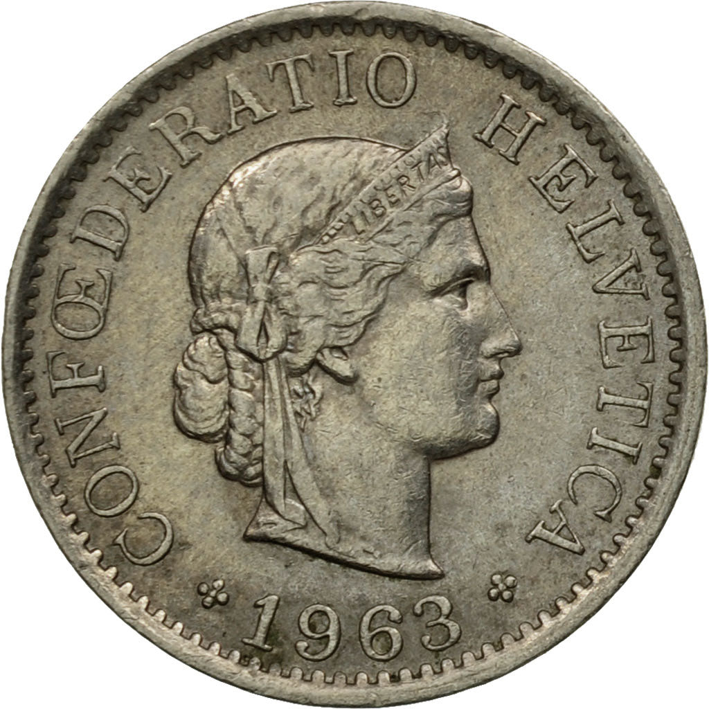 Coin, Switzerland, 5 Rappen, 1963, Bern, EF(40-45), Copper-nickel, KM:26