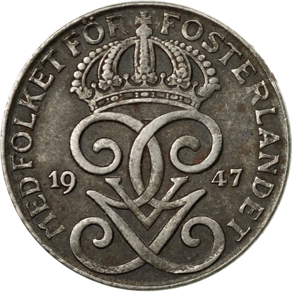 Monnaie, Suède, Gustaf V, 2 Öre, 1947, TTB, Iron, KM:811