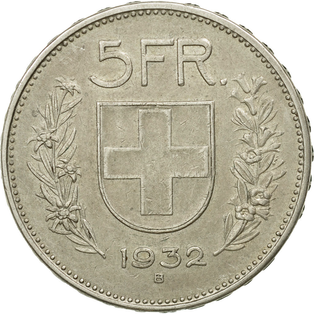 Coin, Switzerland, 5 Francs, 1932, Bern, EF(40-45), Silver, KM:40
