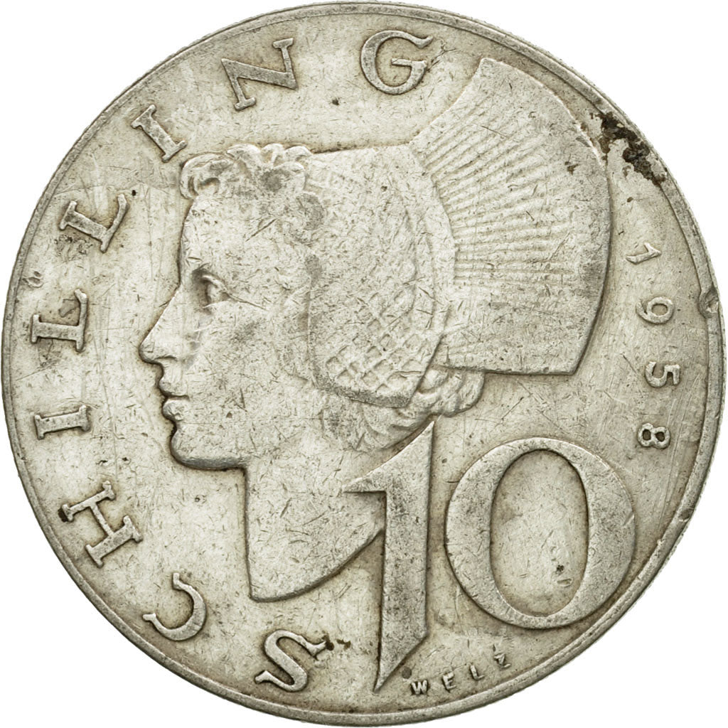 Coin, Austria, 10 Schilling, 1958, EF(40-45), Silver, KM:2882
