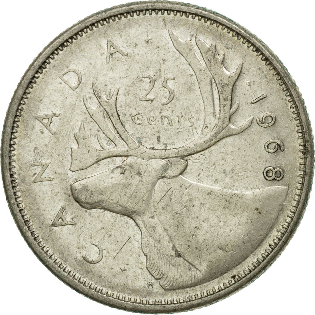 Coin, Canada, Elizabeth II, 25 Cents, 1968, Royal Canadian Mint, Ottawa