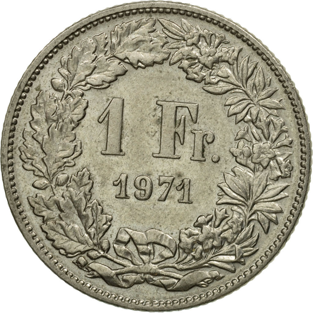 Moneda, Suiza, Franc, 1971, Bern, MBC+, Cobre - níquel, KM:24a.1