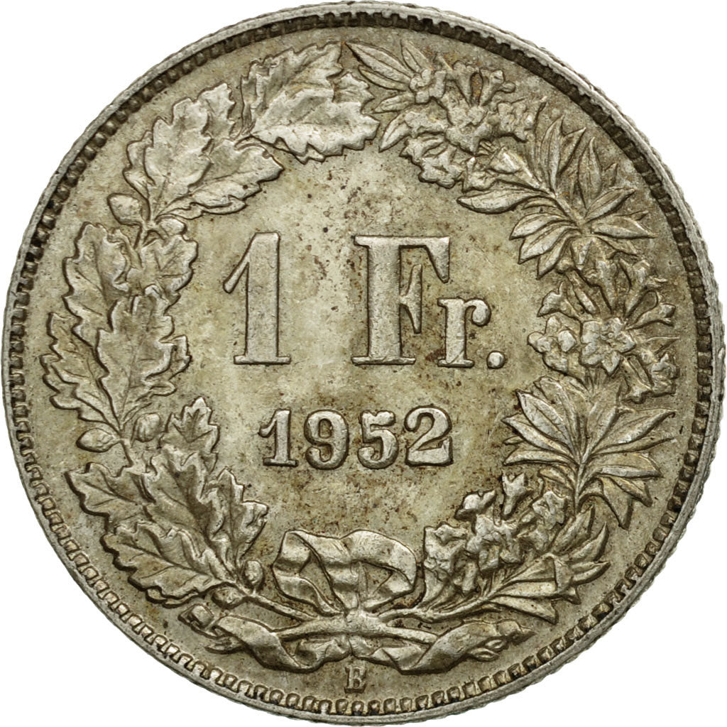 Coin, Switzerland, Franc, 1952, Bern, EF(40-45), Silver, KM:24