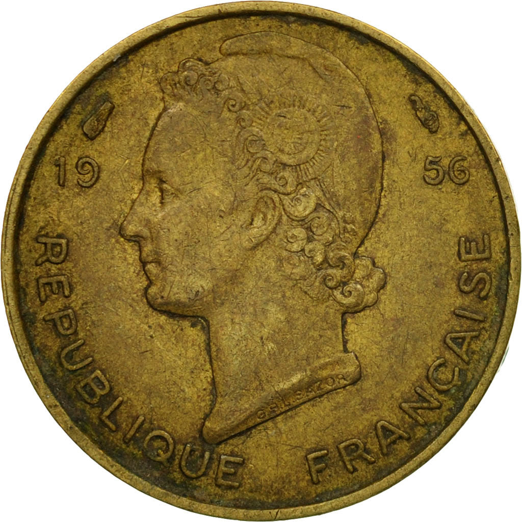 Munten, Frans West Afrika, 5 Francs, 1956, Paris, ZF, Aluminum-Bronze, KM:5