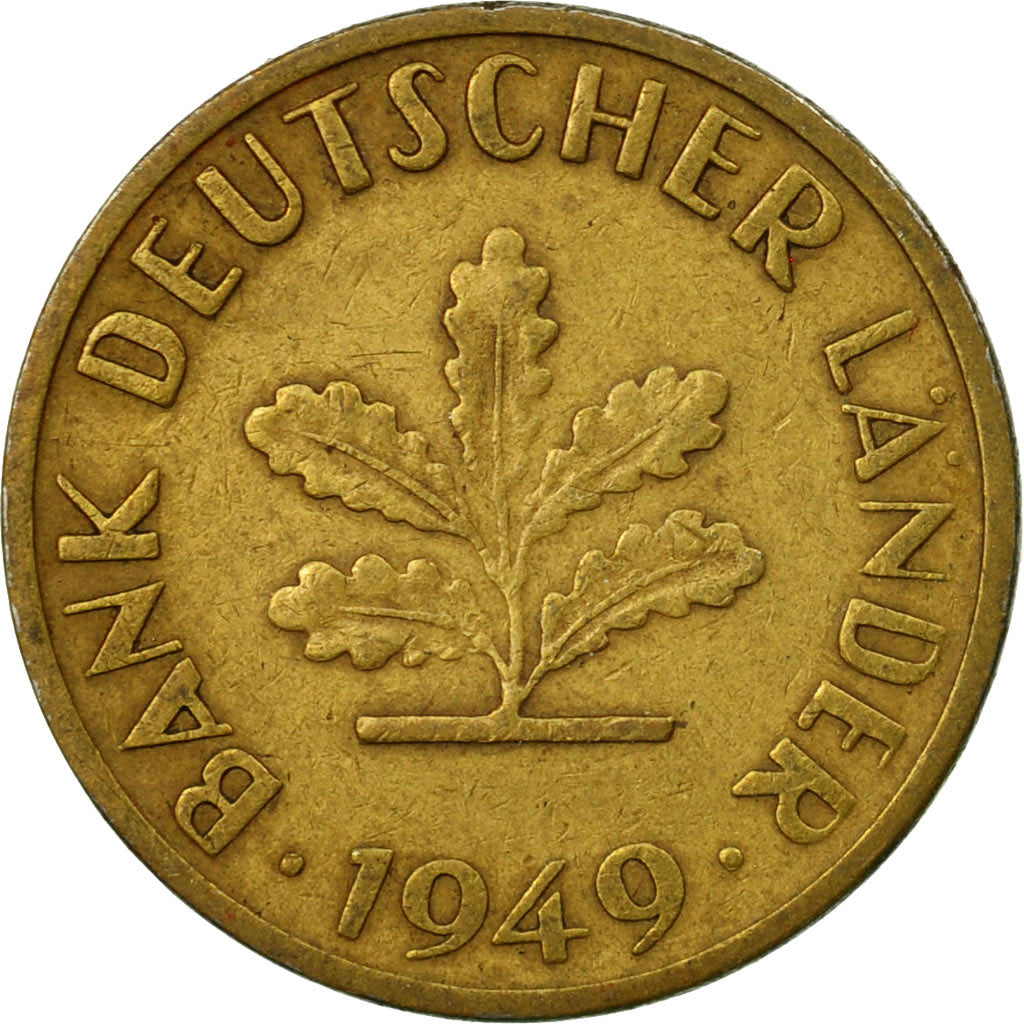 Münze, Bundesrepublik Deutschland, 10 Pfennig, 1949, Stuttgart, SS, Brass Clad