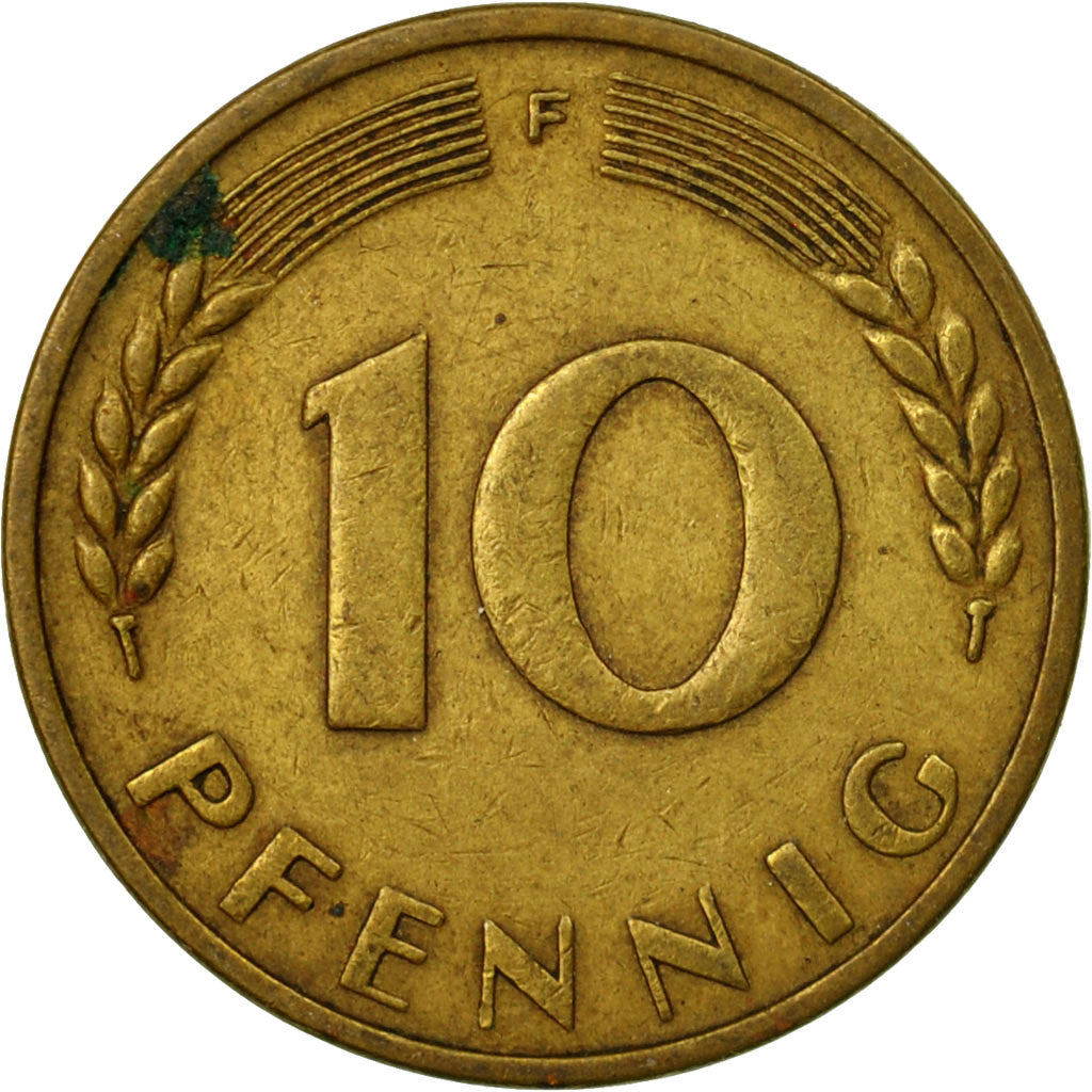 Münze, Bundesrepublik Deutschland, 10 Pfennig, 1949, Stuttgart, SS, Brass Clad