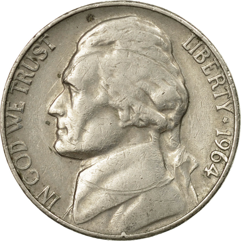 Moneda, Estados Unidos, Jefferson Nickel, 5 Cents, 1964, U.S. Mint
