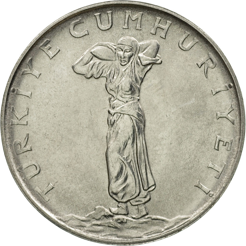 Moneta, Turcja, 25 Kurus, 1968, EF(40-45), Stal nierdzewna, KM:892.3