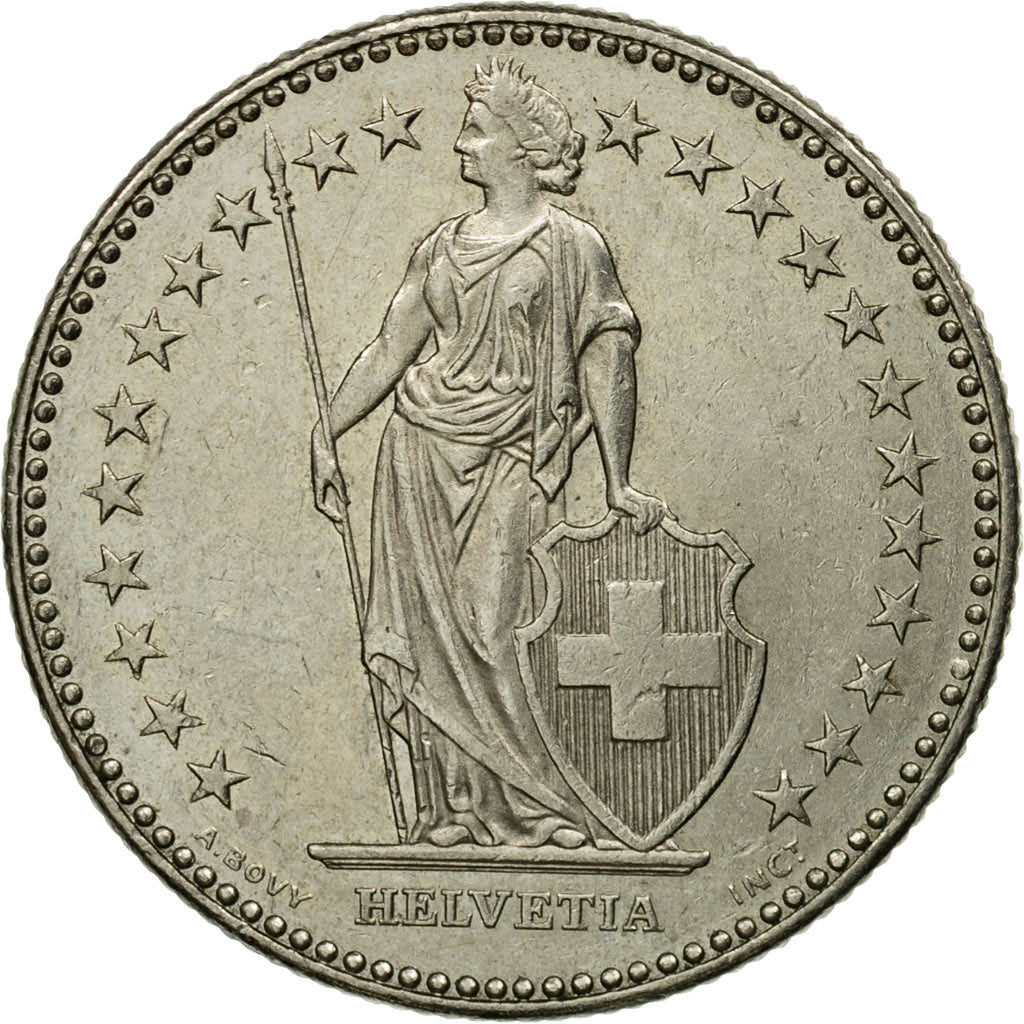 Coin, Switzerland, 2 Francs, 1989, Bern, EF(40-45), Copper-nickel, KM:21a.3