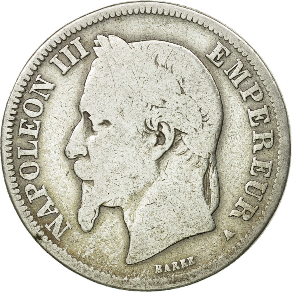 Moneta, Francia, Napoleon III, Napoléon III, 2 Francs, 1869, Paris, MB