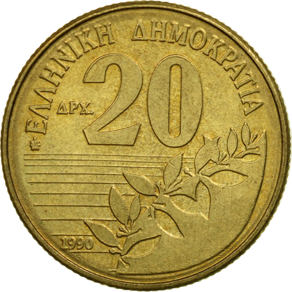 Coin, Greece, 20 Drachmes, 1990, EF(40-45), Aluminum-Bronze, KM:154