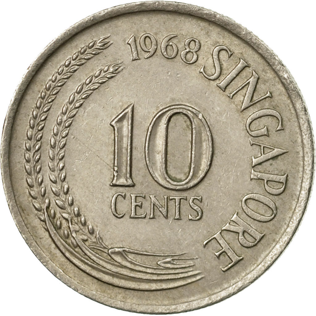 Coin, Singapore, 10 Cents, 1968, Singapore Mint, EF(40-45), Copper-nickel, KM:3