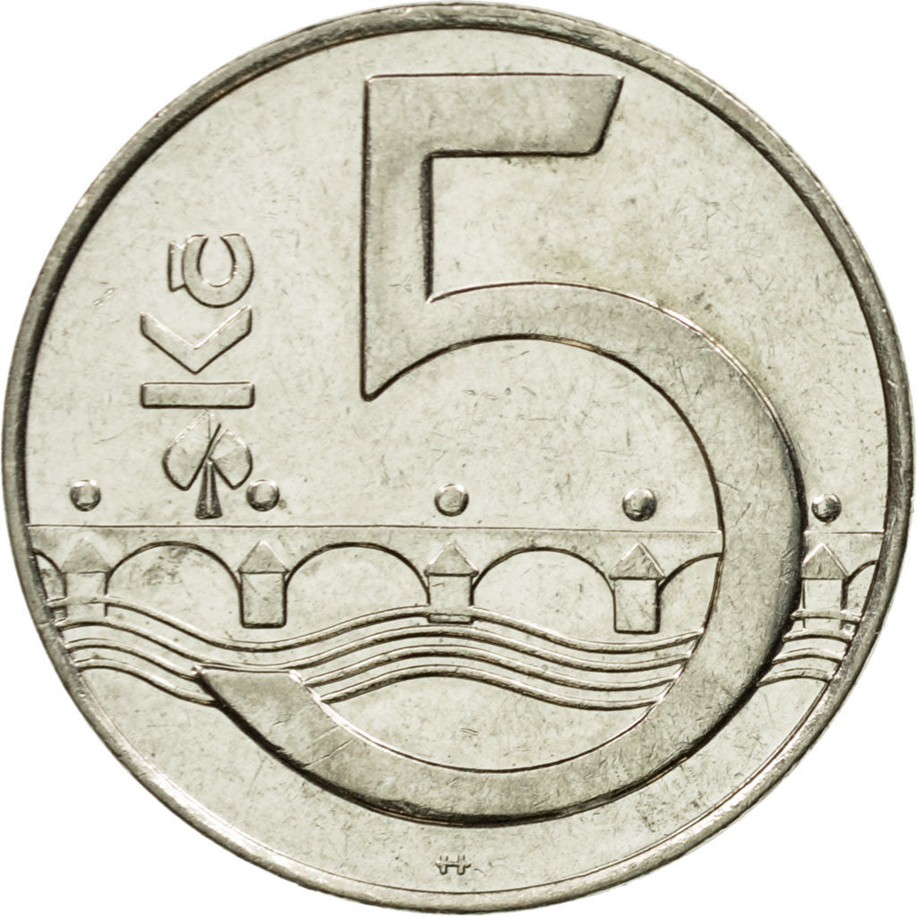 Münze, Tschechische Republik, 5 Korun, 1993, SS, Nickel plated steel, KM:8