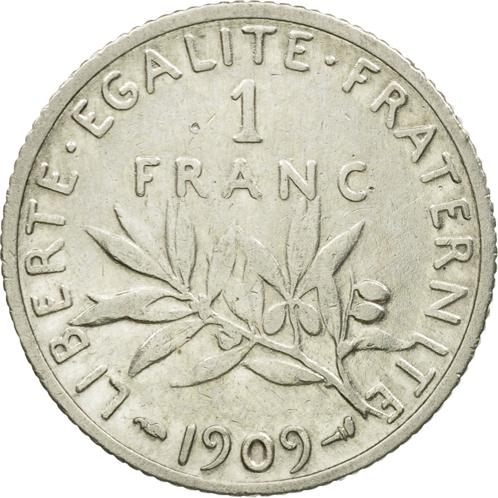Monnaie, France, Semeuse, Franc, 1909, Paris, TTB, Argent, Gadoury:467, KM:844.1