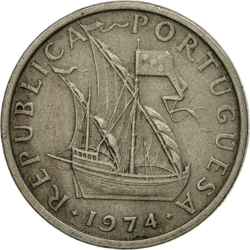 Munten, Portugal, 5 Escudos, 1974, ZF, Copper-nickel, KM:591