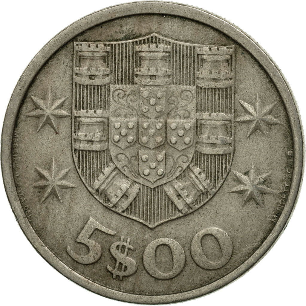 Munten, Portugal, 5 Escudos, 1974, ZF, Copper-nickel, KM:591