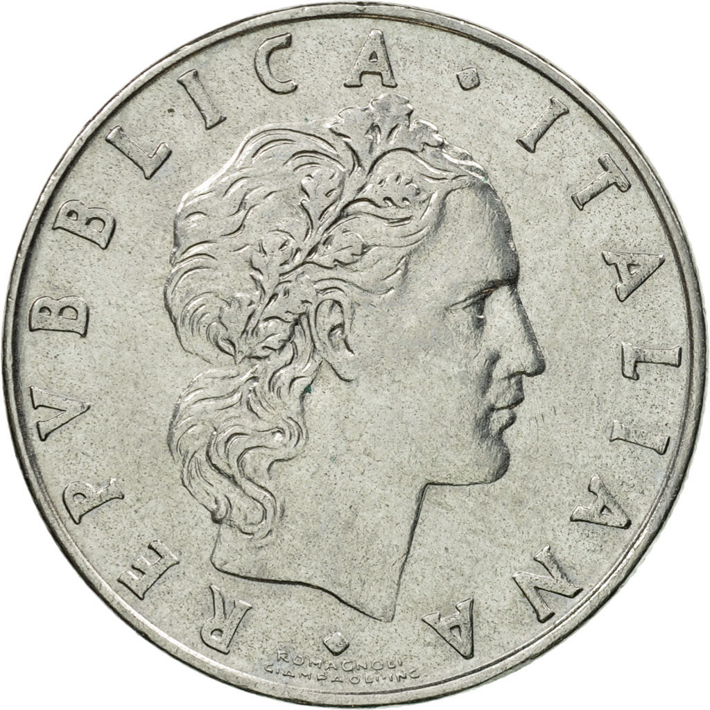 Moneda, Italia, 50 Lire, 1975, Rome, MBC, Acero inoxidable, KM:95.1