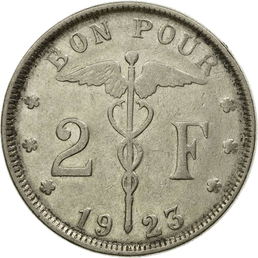 Coin, Belgium, 2 Francs, 2 Frank, 1923, EF(40-45), Nickel, KM:91.1