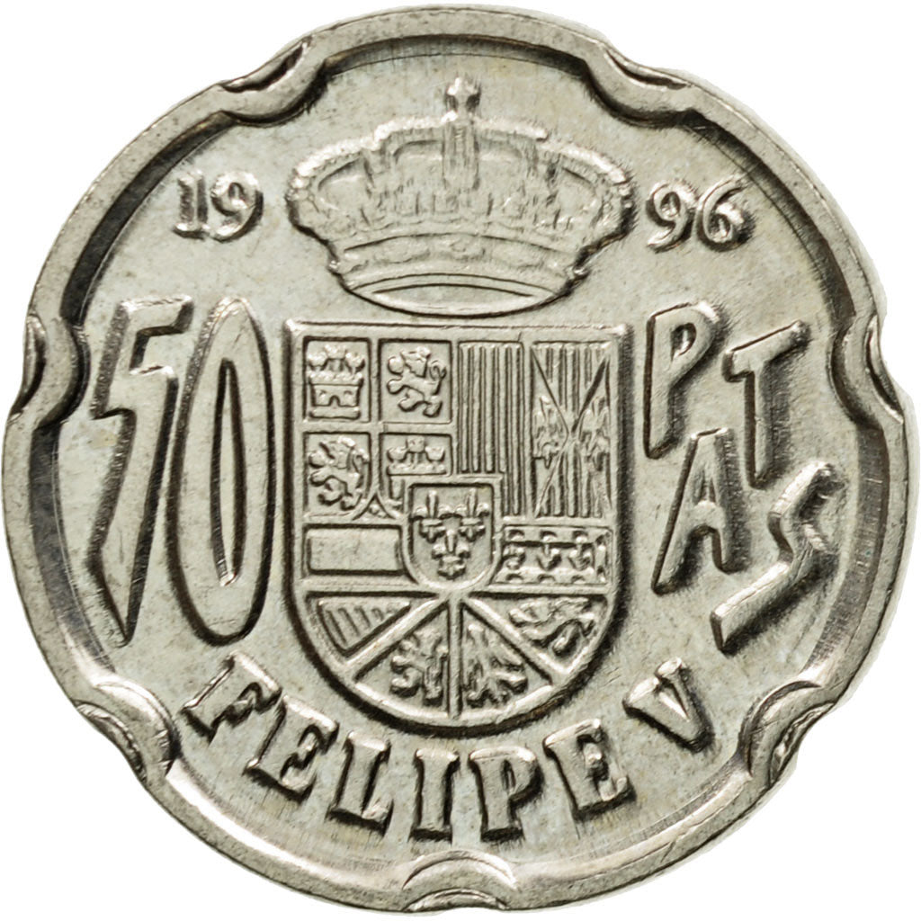 Coin, Spain, Juan Carlos I, 50 Pesetas, 1996, Madrid, EF(40-45), Copper-nickel