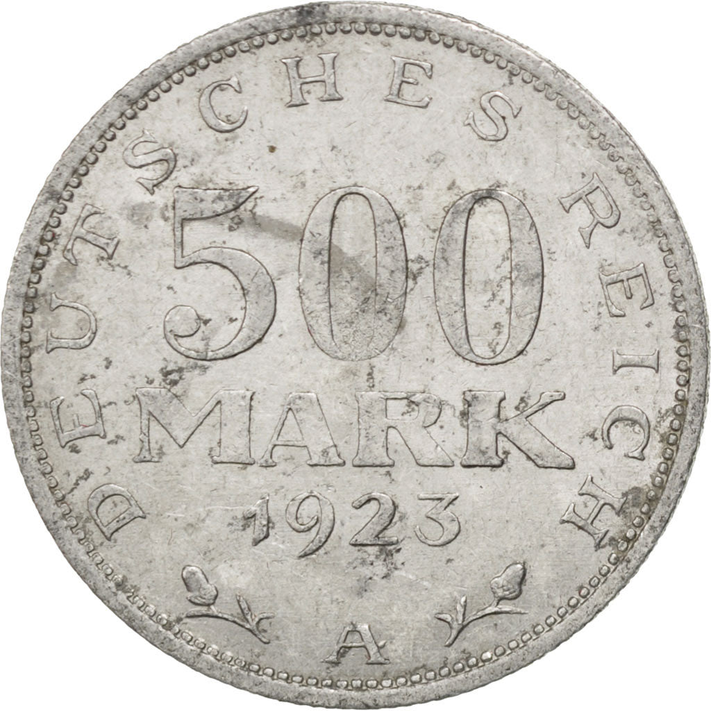 Moneta, NIEMCY, REP. WEIMARSKA, 500 Mark, 1923, Berlin, AU(50-53), Aluminium