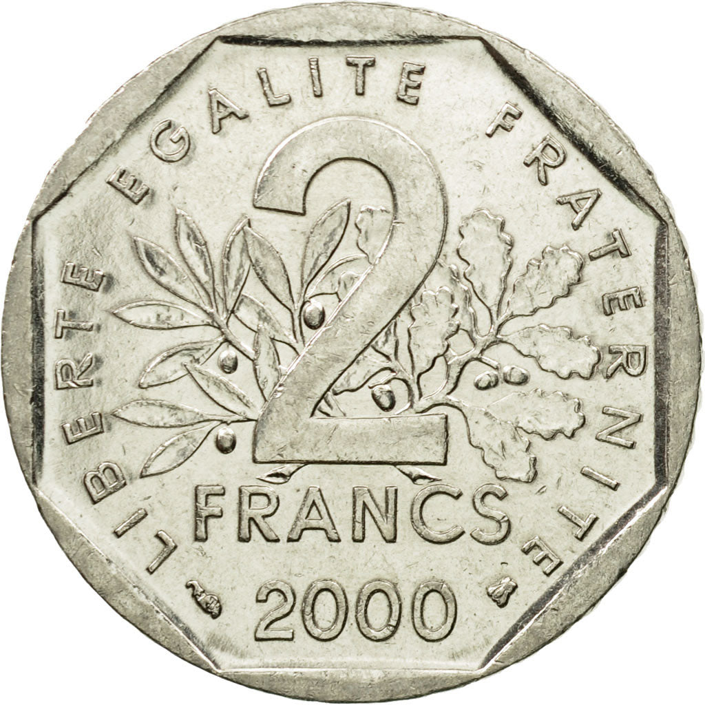 Coin, France, Semeuse, 2 Francs, 2000, Paris, AU(55-58), Nickel, KM:942.1