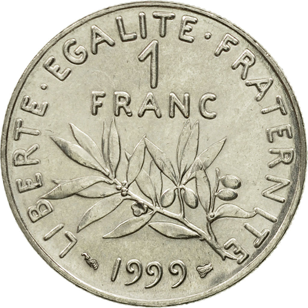 Coin, France, Semeuse, Franc, 1999, Paris, AU(55-58), Nickel, KM:925.1