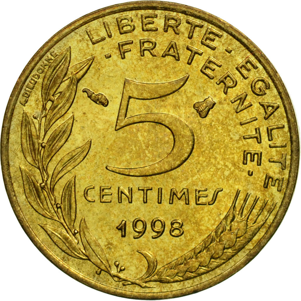 Coin, France, Marianne, 5 Centimes, 1998, Paris, EF(40-45), Aluminum-Bronze