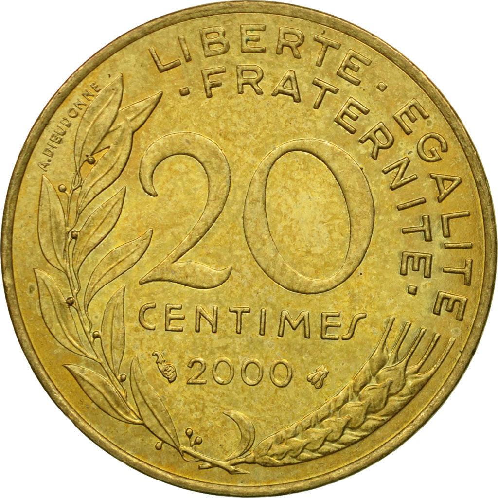 Coin, France, Marianne, 20 Centimes, 2000, Paris, EF(40-45), Aluminum-Bronze