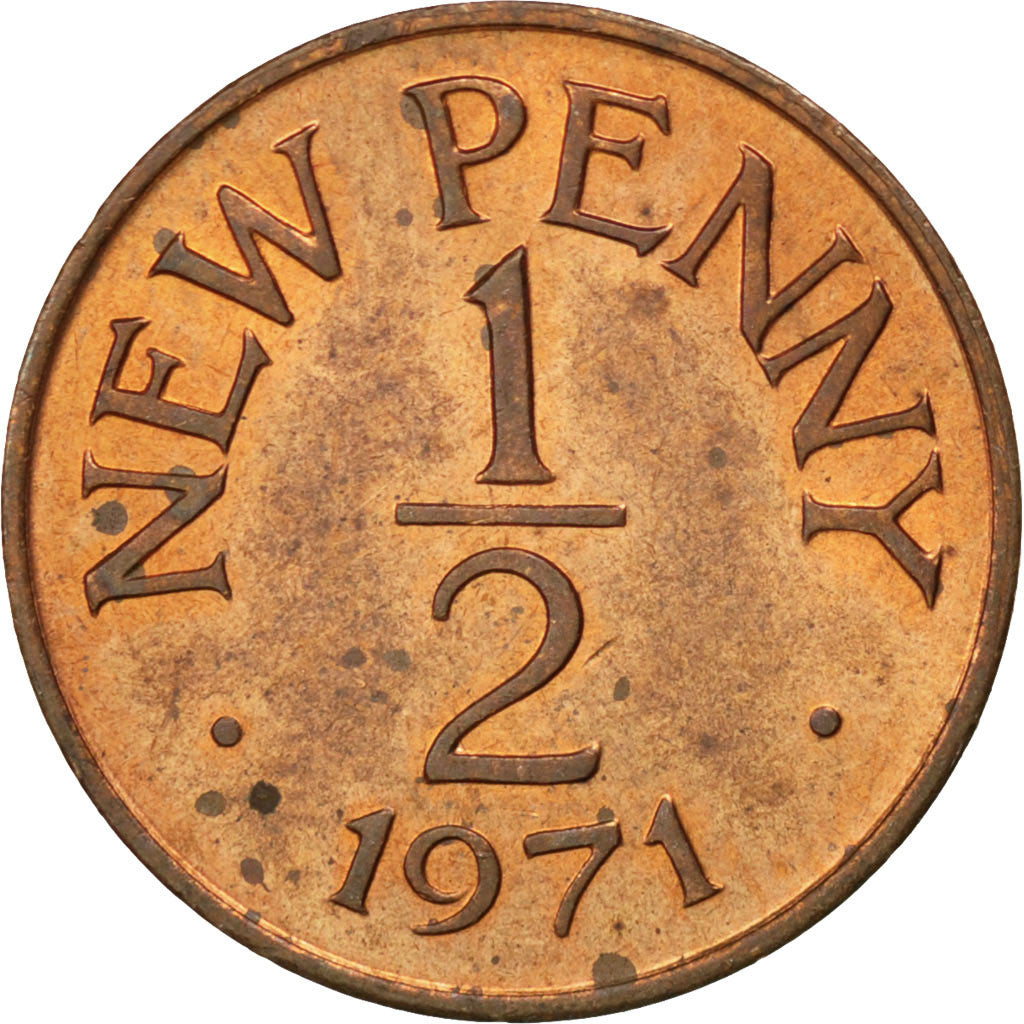 Coin, Guernsey, Elizabeth II, 1/2 New Penny, 1971, MS(63), Bronze, KM:20