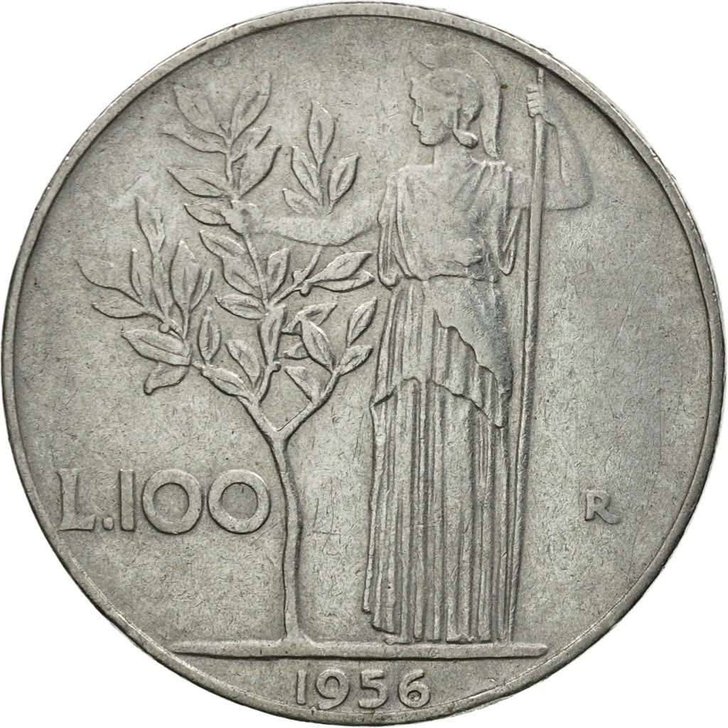 Coin, Italy, 100 Lire, 1956, Rome, EF(40-45), Stainless Steel, KM:96.1