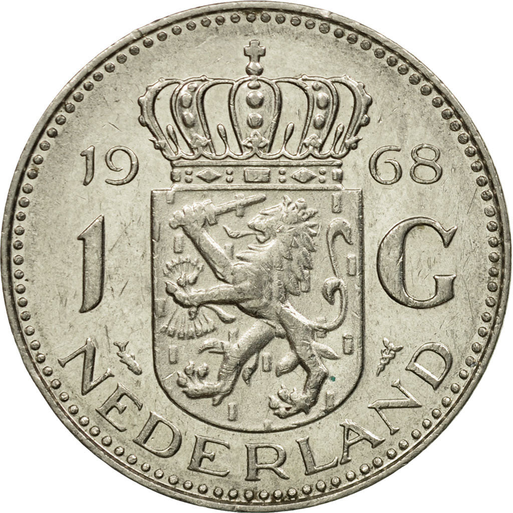 Coin, Netherlands, Juliana, Gulden, 1968, EF(40-45), Nickel, KM:184a