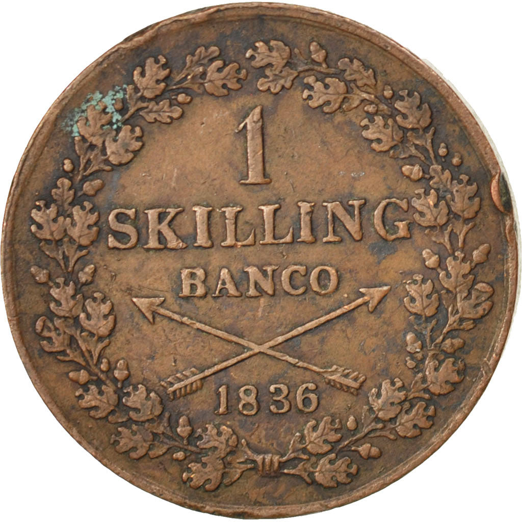 Coin, Sweden, Carl XIV Johan, Skilling, 1836, EF(40-45), Copper, KM:642