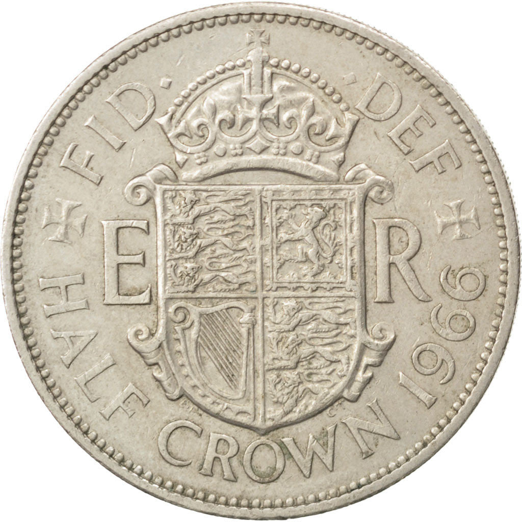 Münze, Großbritannien, Elizabeth II, 1/2 Crown, 1966, SS, Copper-nickel