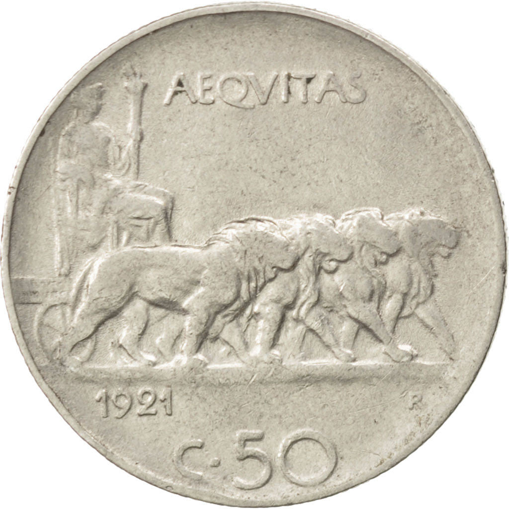 Coin, Italy, Vittorio Emanuele III, 50 Centesimi, 1921, Rome, EF(40-45), Nickel