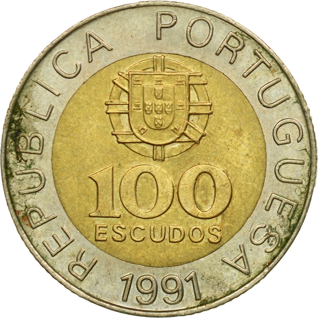 Coin, Portugal, 100 Escudos, 1991, EF(40-45), Bi-Metallic, KM:645.2
